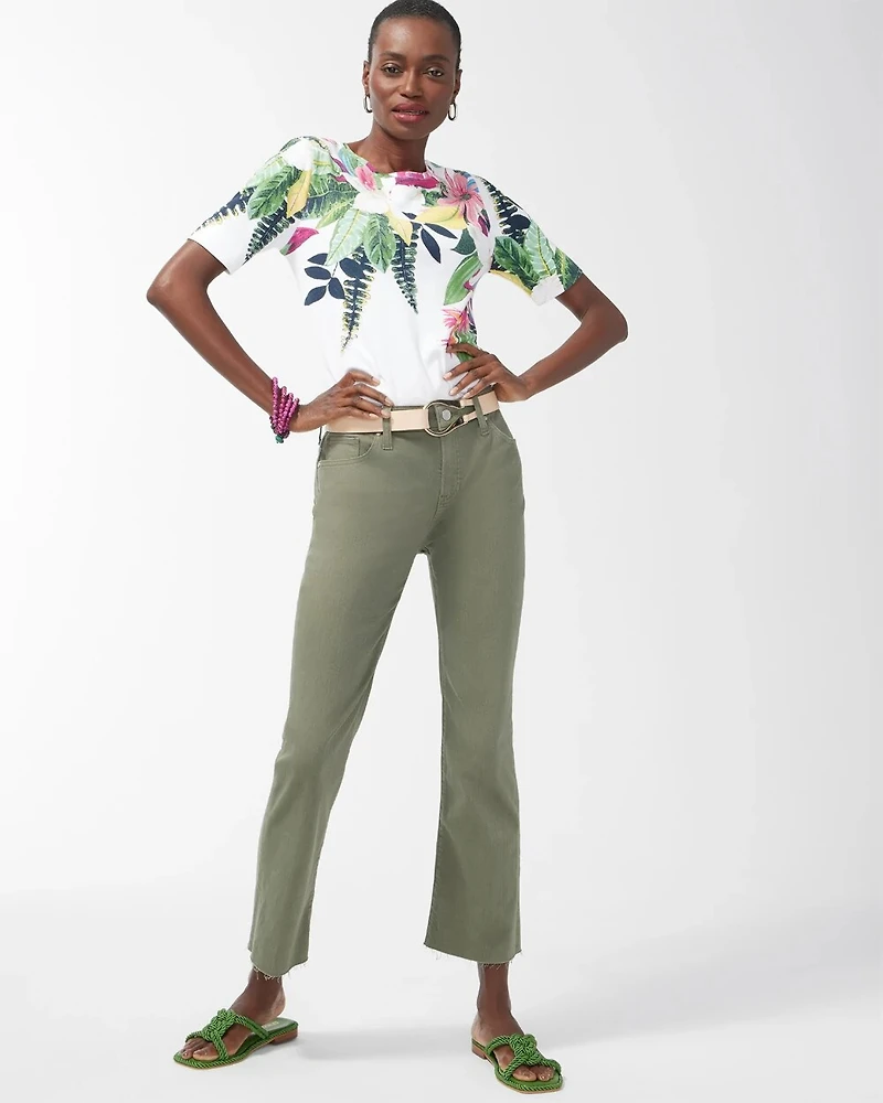 Floral Print Cotton Crew Neck Tee