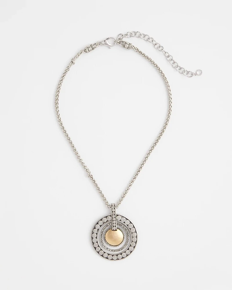 Mixed Metal Circle Pendant Necklace