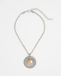 Mixed Metal Circle Pendant Necklace