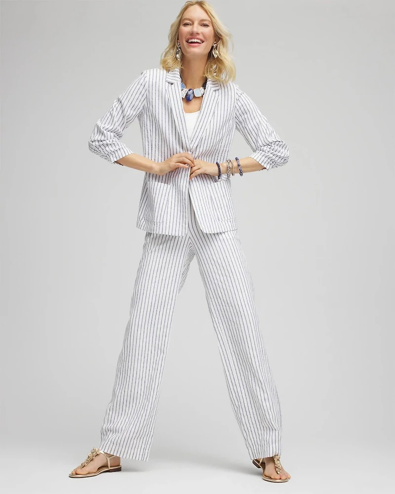 Striped Linen Stretch Blazer