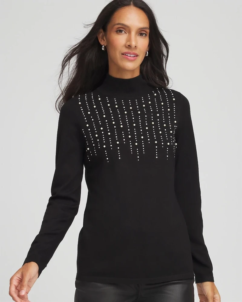 Ella Embellished Mockneck Sweater