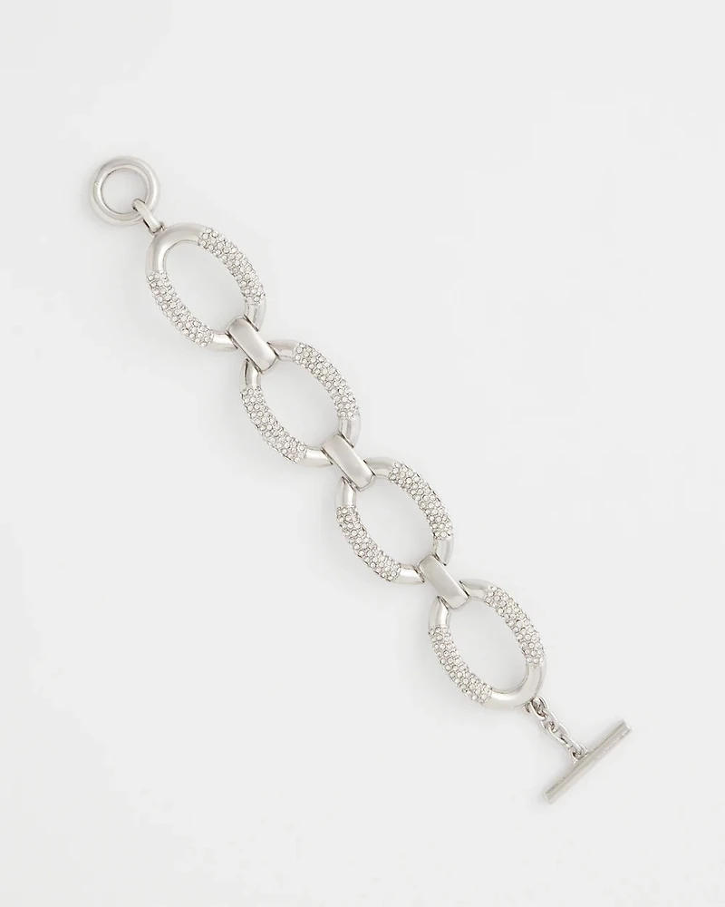 Large Pave Link Toggle Bracelet