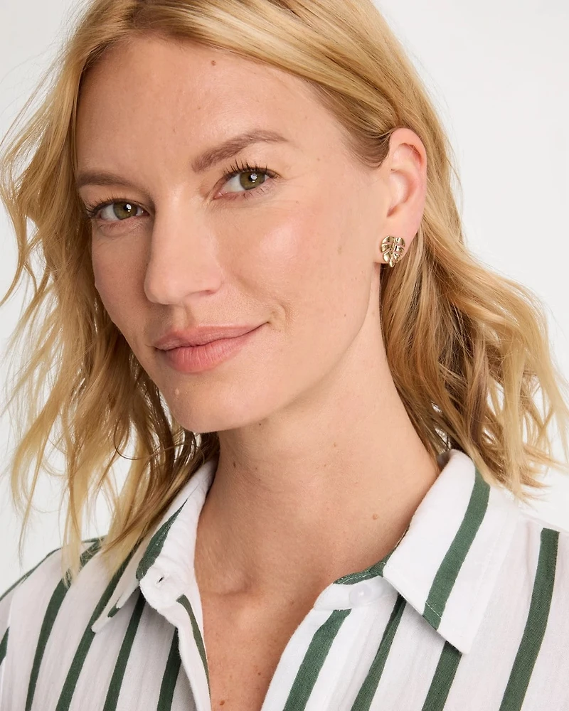 Palm Frond Stud Earrings