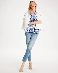 Printed Cotton Slub 3/4 Sleeve Tee