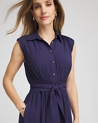 Smocked-Waist Shirtdress