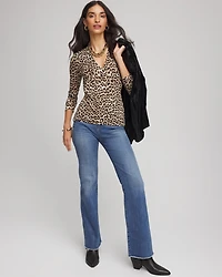 Animal Print Surplice Neck Top