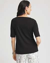 Pima Cotton Bateau-Neck Tee