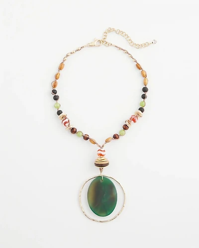 Sliced Agate Stone Pendant Necklace
