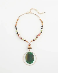 Sliced Agate Stone Pendant Necklace