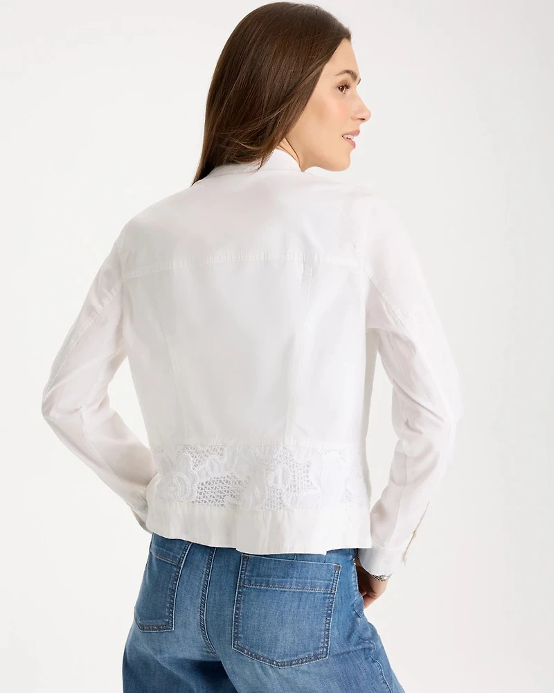 Poplin Cotton Lace Peplum Jacket