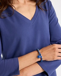 Blue Jasper Stretch Charm Bracelet