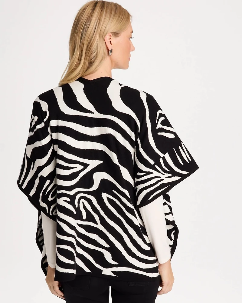 Jacquard Zebra Open-Front Ruana