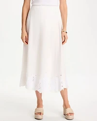 Alabaster Twill Embroidered Hem Skirt