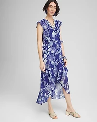 Fit and Flare Chiffon Ruffle Dress