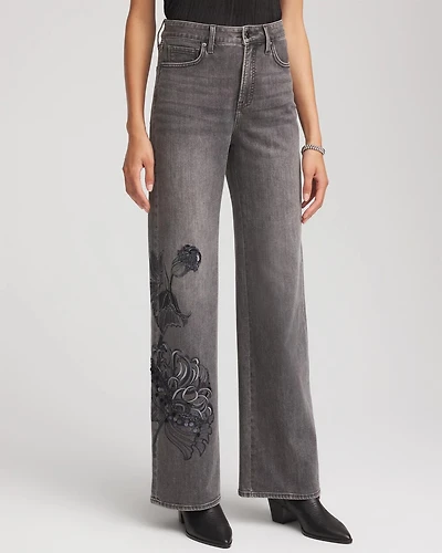 Printed High-Rise Wide-Leg Jean