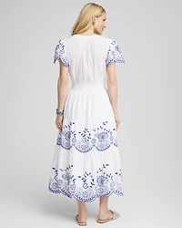 Embroidered Smocked Waist Dress