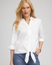 Poplin Tie-Front Top