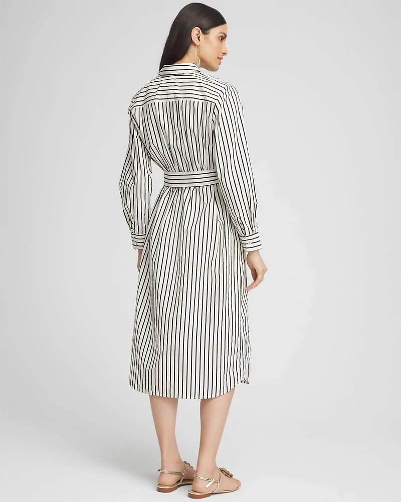 Cotton Stripe Midi Shirt Dress