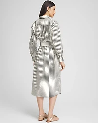 Cotton Stripe Midi Shirt Dress