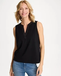 Cotton-Stretch Notch Neck Tank