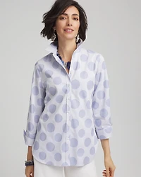 No Iron™ Polka-Dot Stretch Sateen Shirt