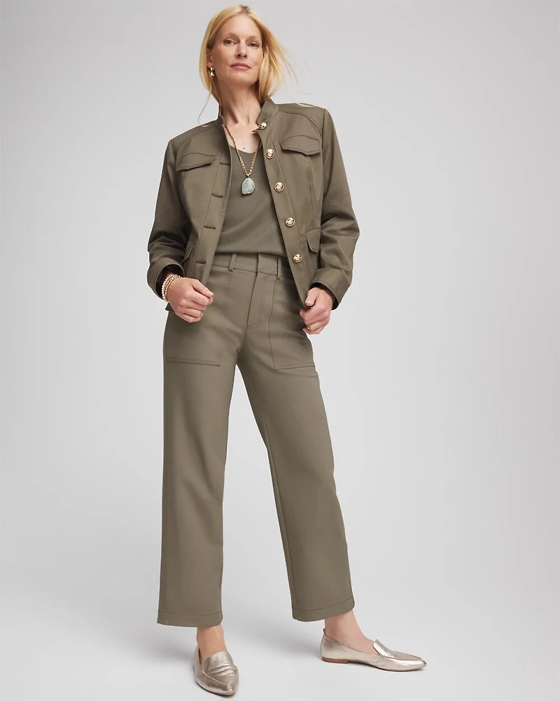 Petite Bi-Stretch Straight Ankle Pants