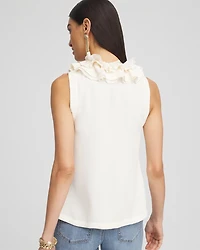 Ruffled Neck Sleeveless Blouse