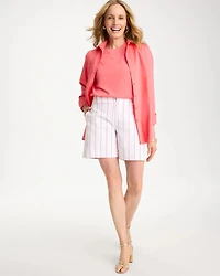 Striped Rivet Denim Trouser Shorts