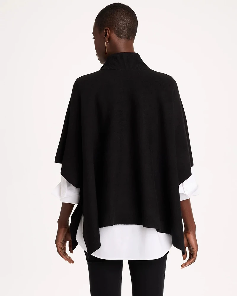 Button Mockneck Sweater Poncho