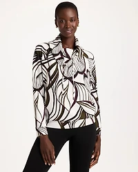 Zenergy® Soft Leaf Print Cowlneck Pullover