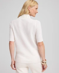 Cashmere Pearl Mock Neck Sweater