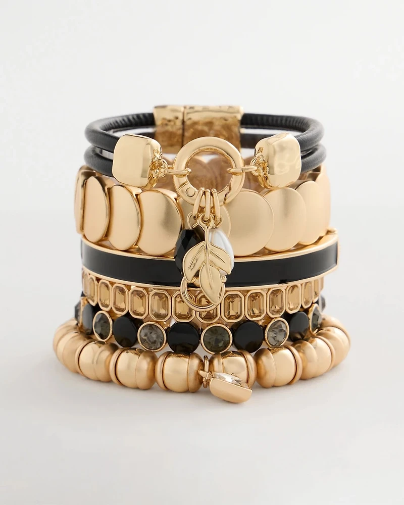 Black Enamel Stretch Bracelet