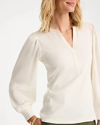 Satin Sleeve Henley Top
