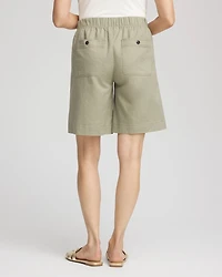 Cotton-Linen Pull-On Utility Shorts