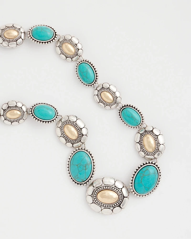 Turquoise Mixed Metal Collar Necklace