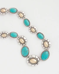 Turquoise Mixed Metal Collar Necklace