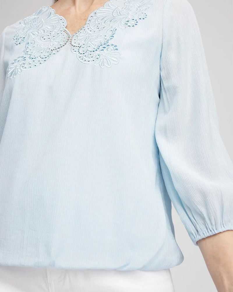 Embroidered Cutout Blouse