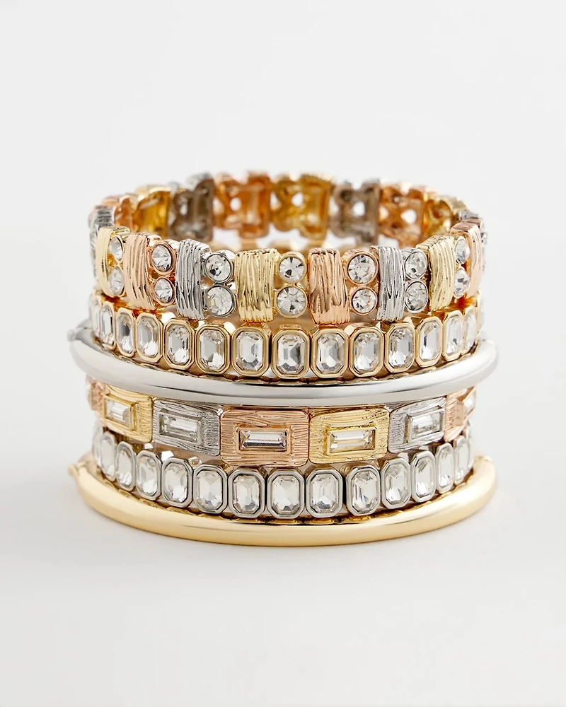 Tri-Tone Rectangle Stretch Bracelet