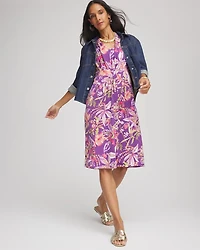 Floral Pleated Jersey Dress