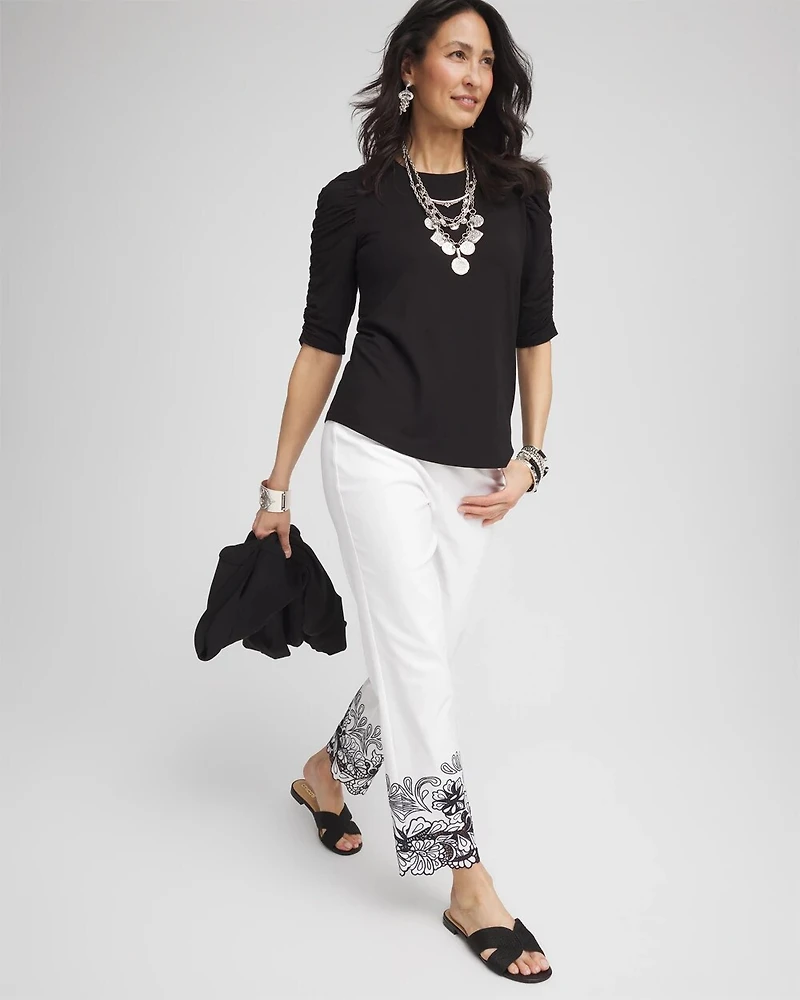 Ruched Sleeve Knit Tee