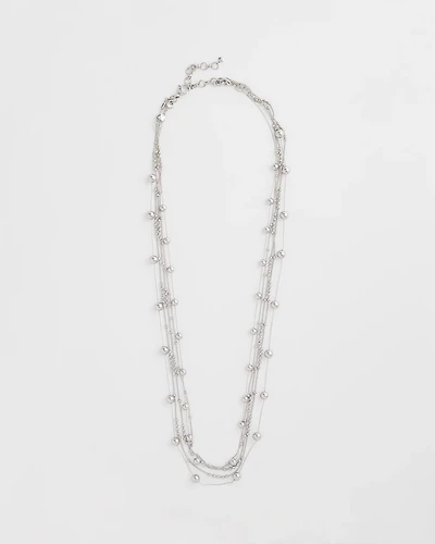Multistrand Beaded Silvertone Necklace