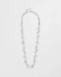 Multistrand Beaded Silvertone Necklace