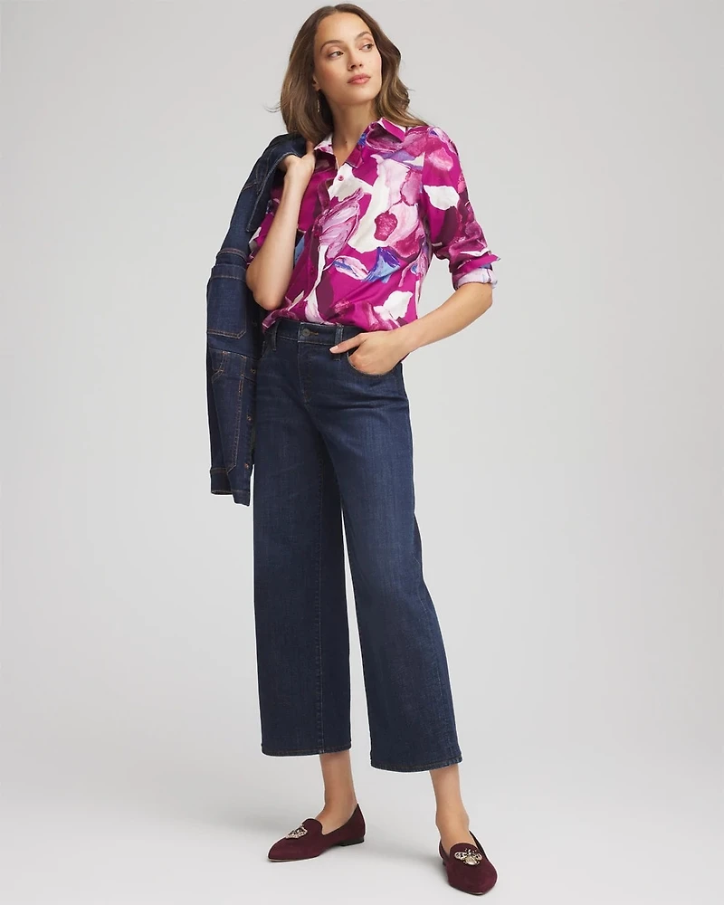 No Iron™ Floral-Paint-Print Shirt