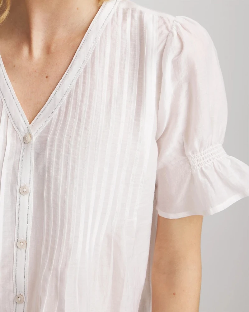 Pleated Cotton-Silk Shirt