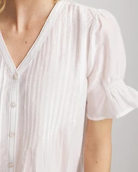 Pleated Cotton-Silk Shirt