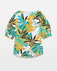 Palm Print Square Neck Top