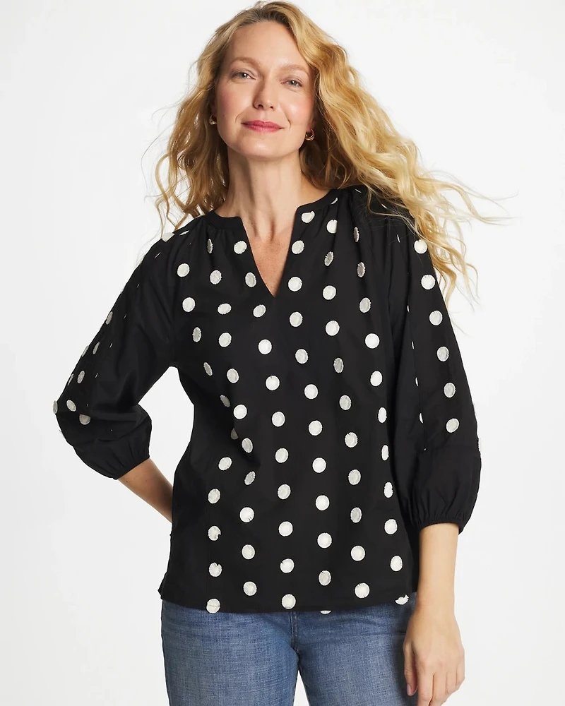 Textured Polka Dot Blouse