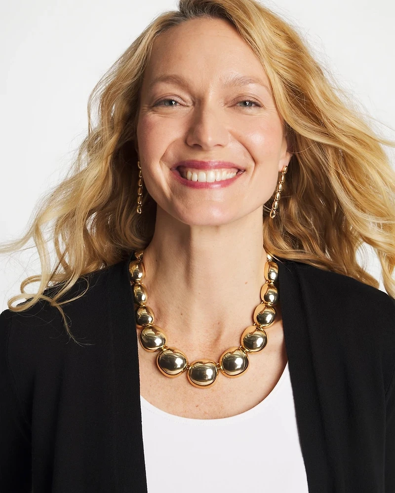 Gold Pebble Collar Necklace