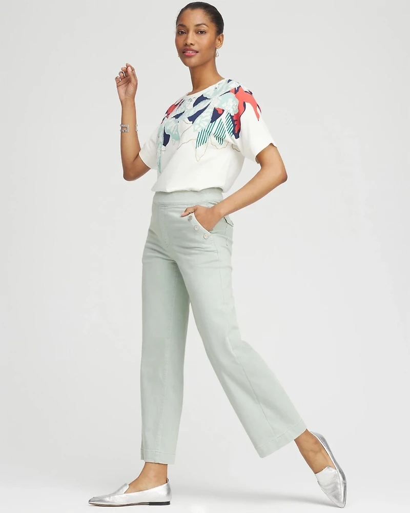 Pull-On Wide Leg Ankle Jeans