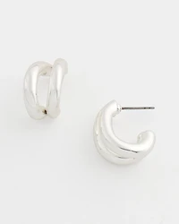 No Droop® Silvertone Double Hoop Earrings